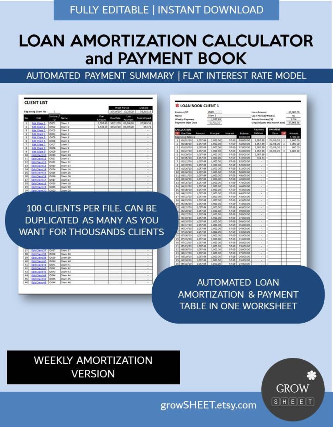 weekly-loan-amortization-schedule-and-payment-log-mortgage-calculator-and-payment-tracker-credit-and-savings-cooperative-loan-book-etsy