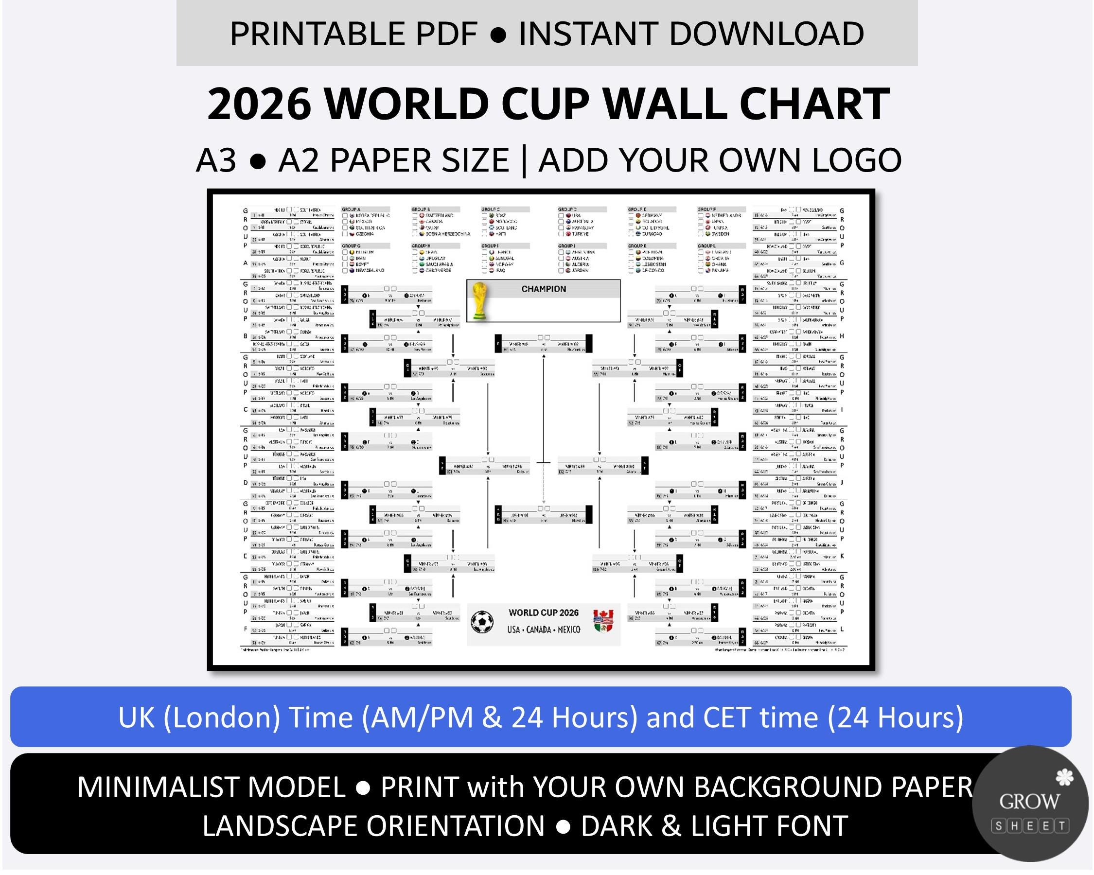 Printable World Cup 2026 Wall Chart | Minimalist Model | Print to Your