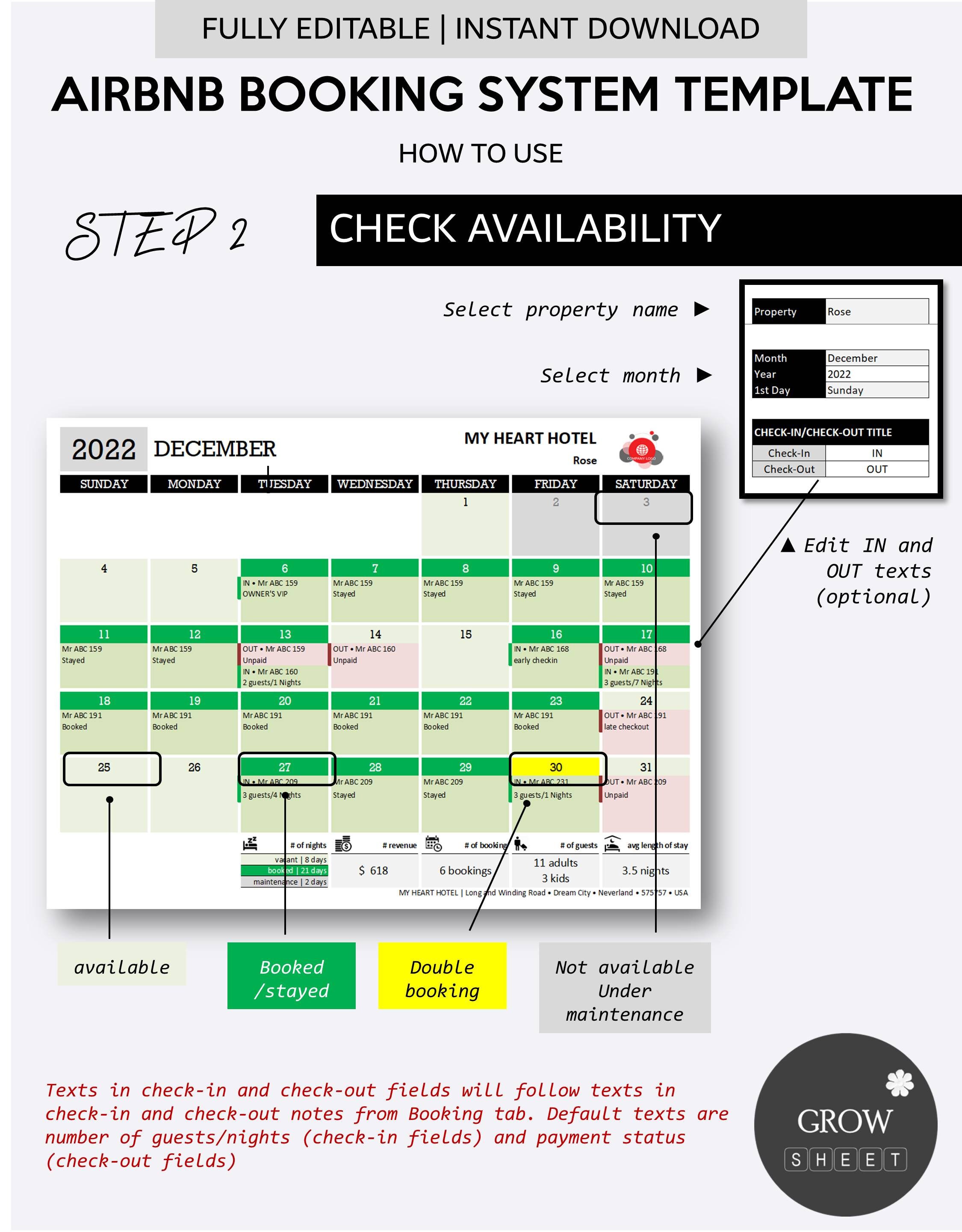 Airbnb Booking System Template VRBO Reservation Spreadsheet