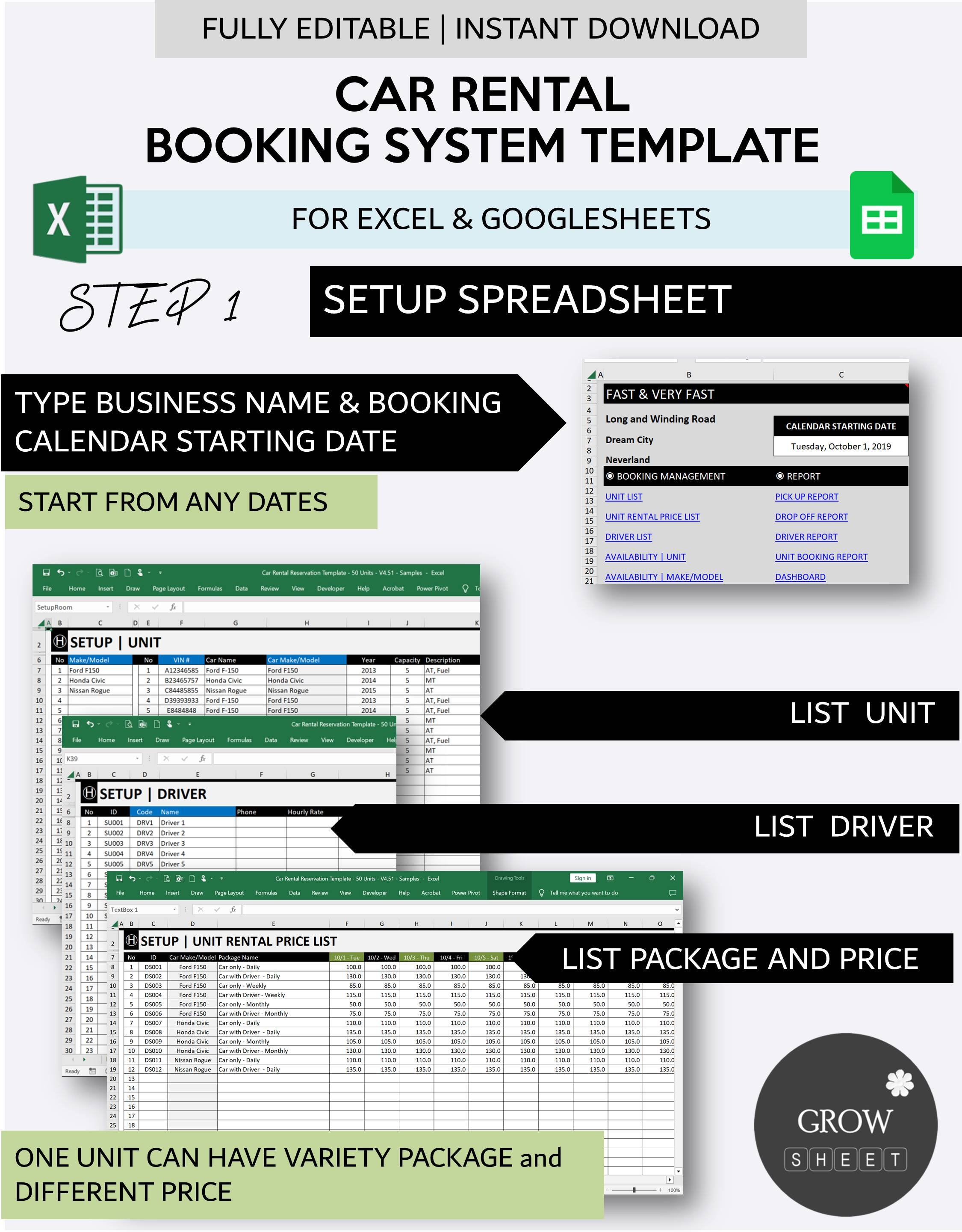 Car Rental Booking System Template Vehicle Reservation Spreadsheet for
