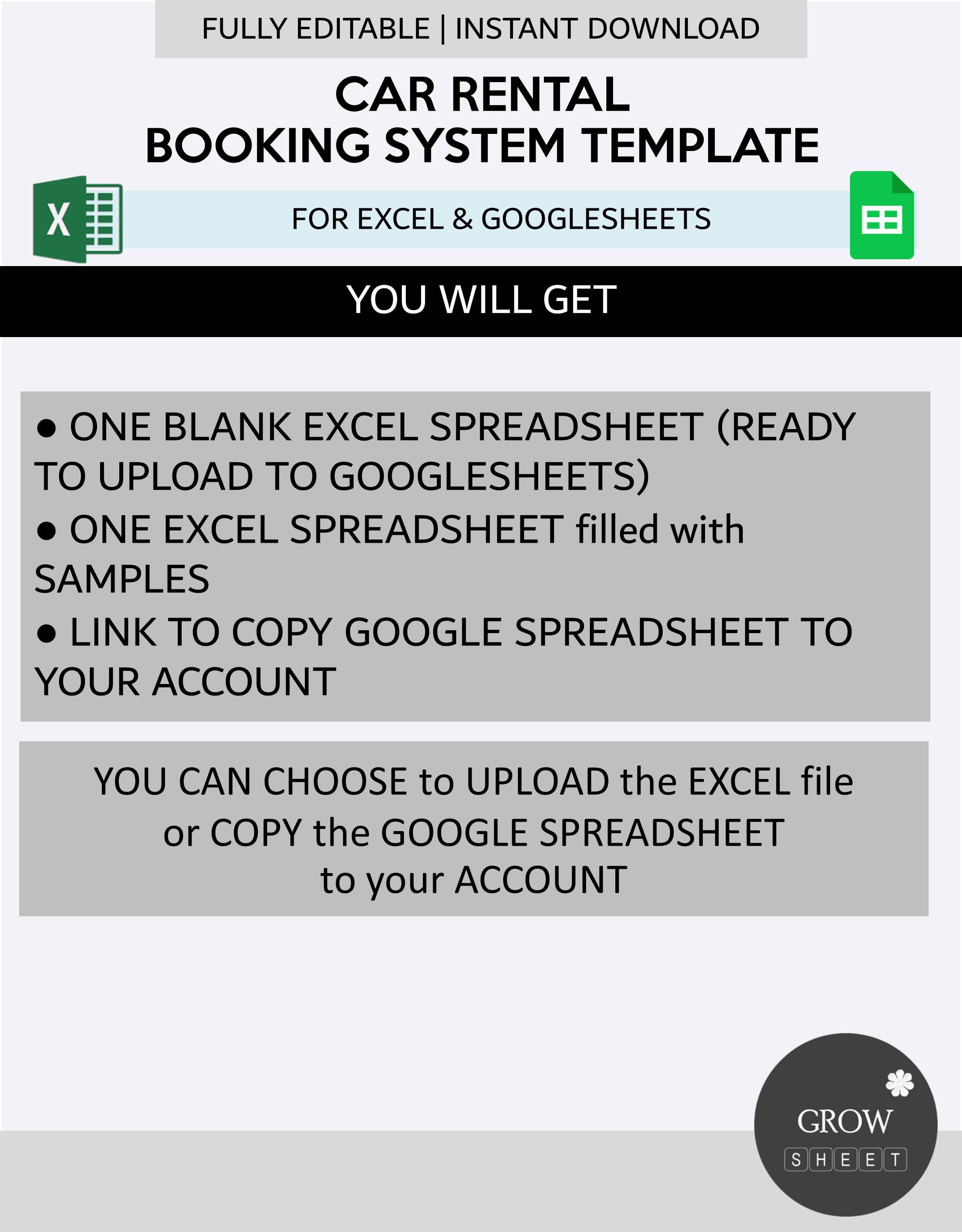 Car Rental Booking System Template Vehicle Reservation Spreadsheet for