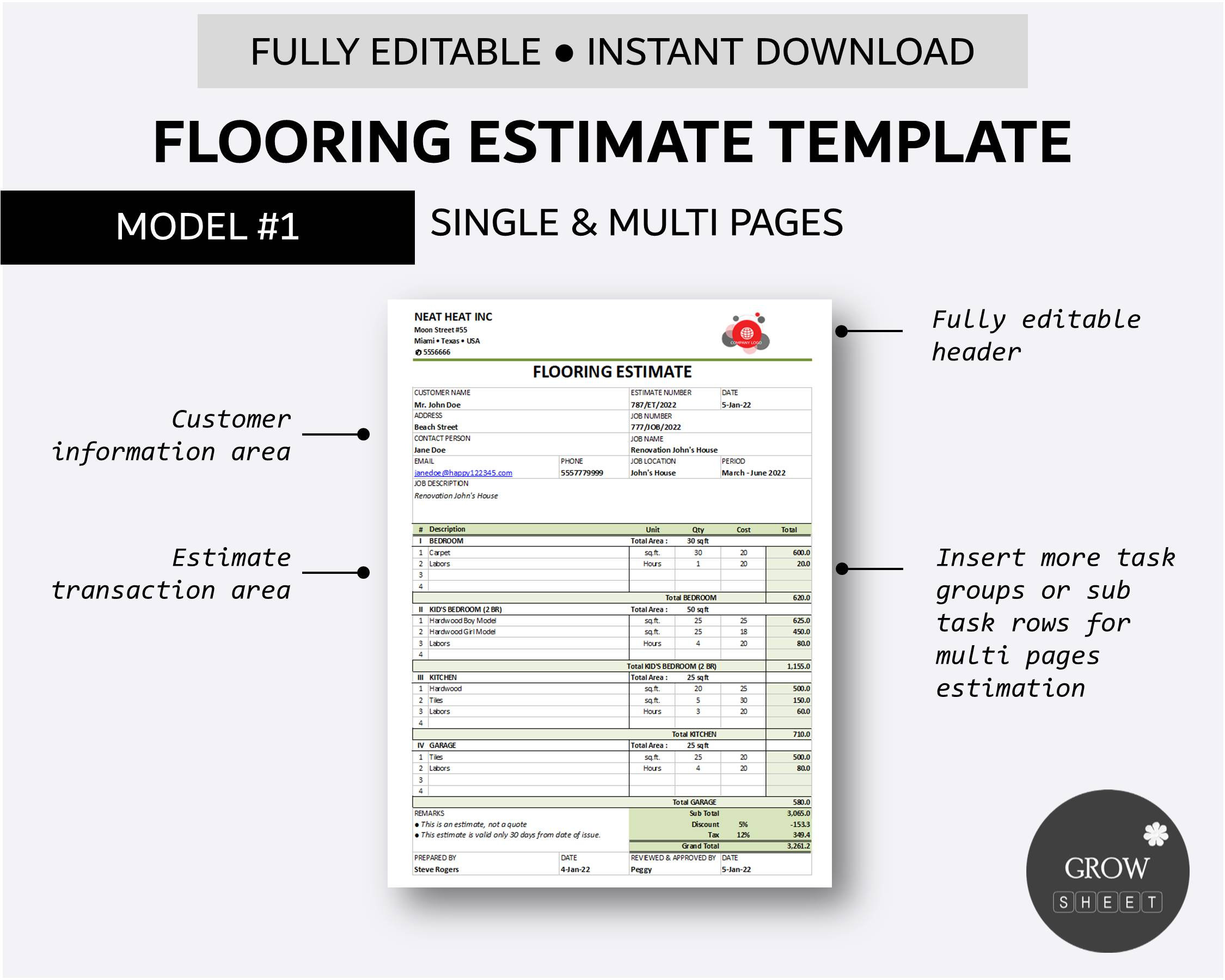 Flooring Estimate Template for Excel and Google Sheets Etsy Flooring Estimate Template for Excel and Google Sheets Etsy