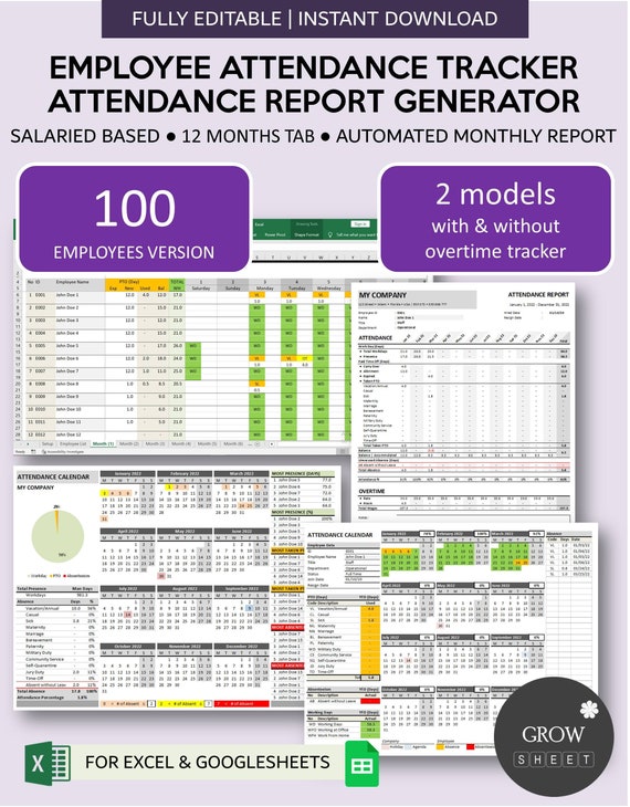 Employee Attendance Planner And Tracker Excel Templates