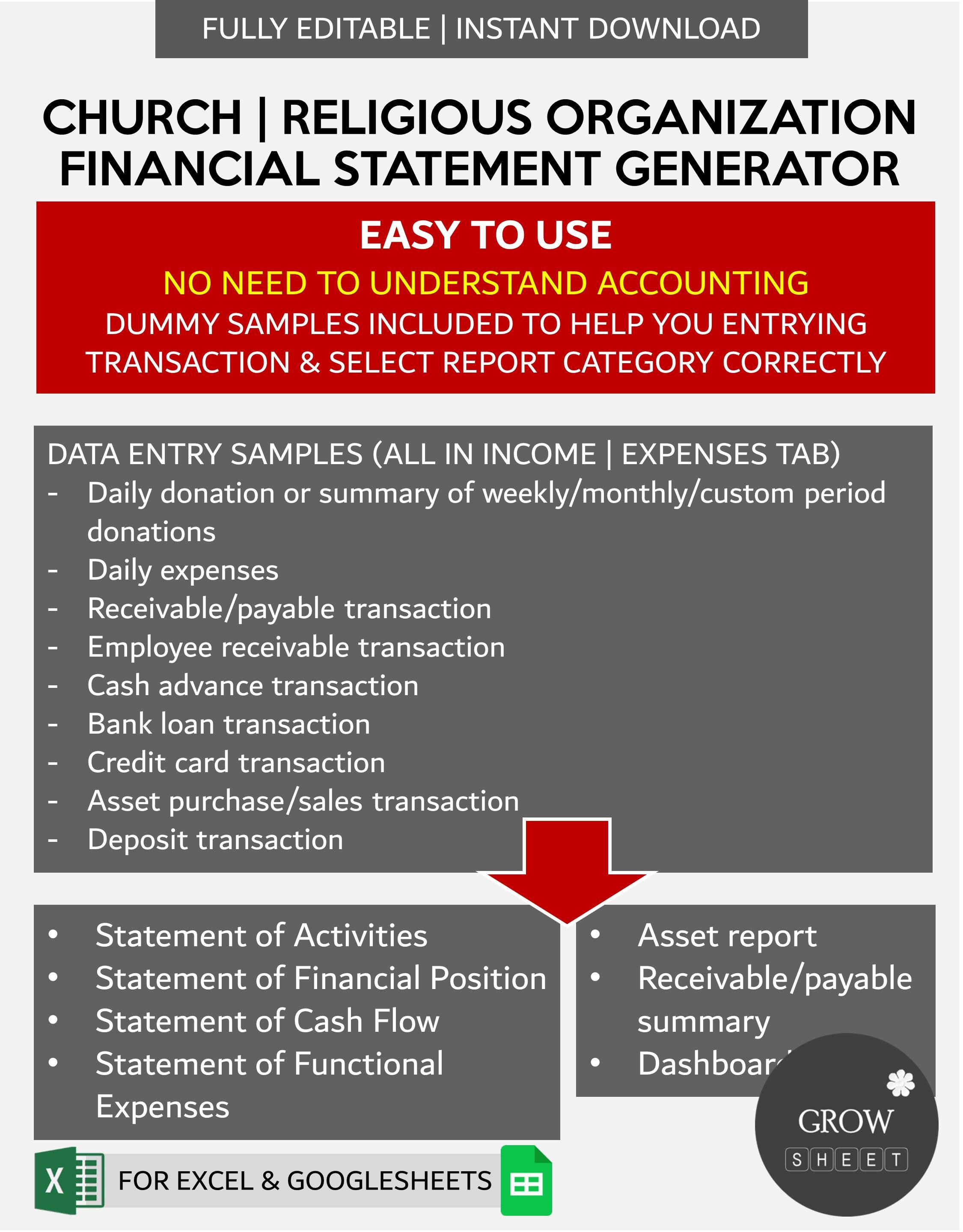 Church Financial Statement Generator Religious Organization Automated