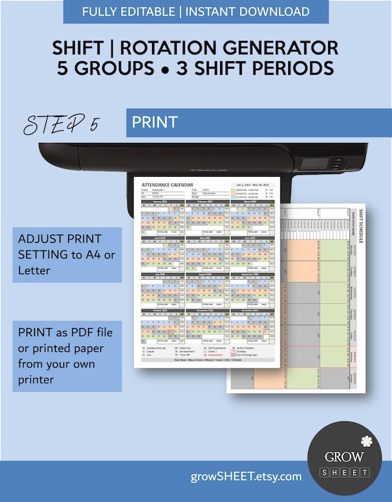 Shift Schedule Generator Printable Hourly Employee Work Schedule Creator  Automated Work Rotating 3 Shift 5 Group Excel Google Sheets - Etsy