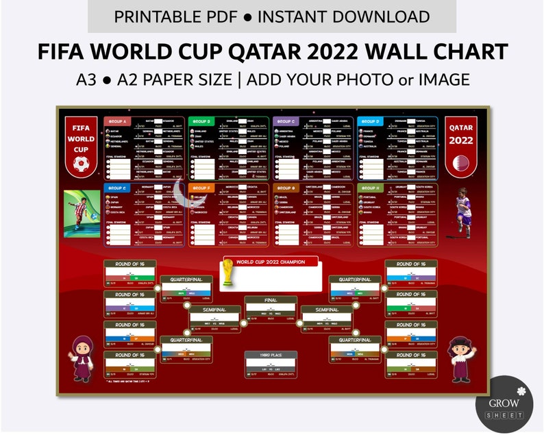 World Cup Qatar 2022 Wall Chart Printable World Cup Poster Etsy UK