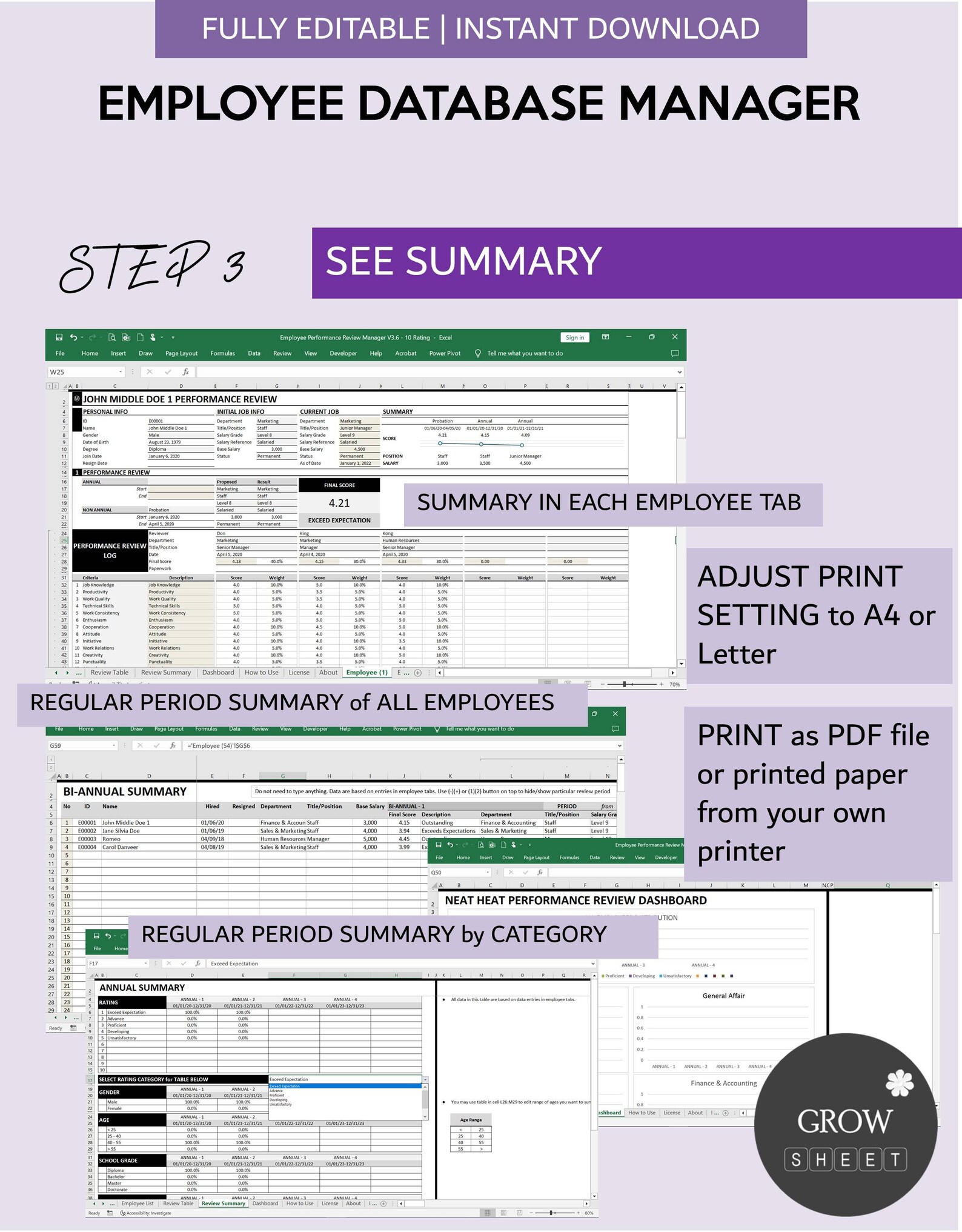 Employee Performance Review Template With Database Performance ...