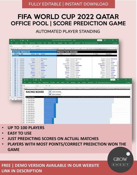 FIFA World Cup 2022 Qatar Office Pool World Cup 2022 Score Etsy Ireland