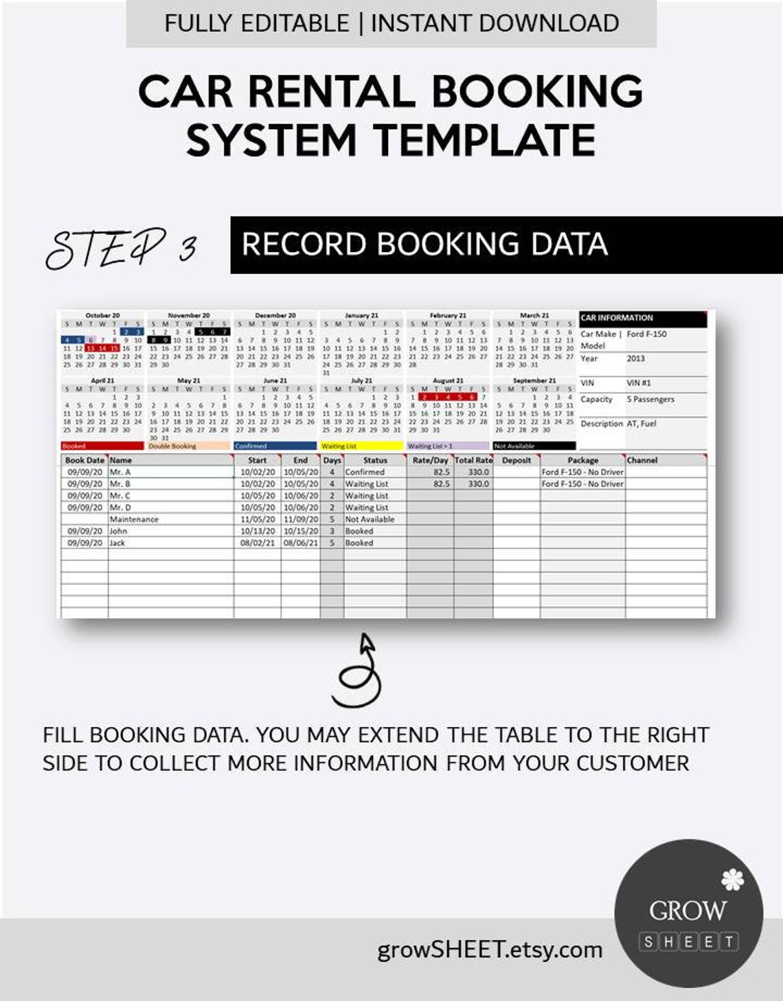Car Rental Daily Booking Template Auto Rental Reservation Template