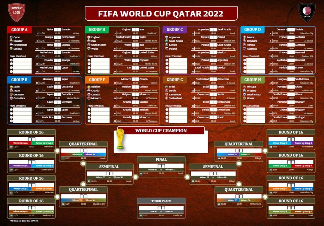 World Cup Qatar 2022 Wall Chart Printable World Cup Poster Etsy New