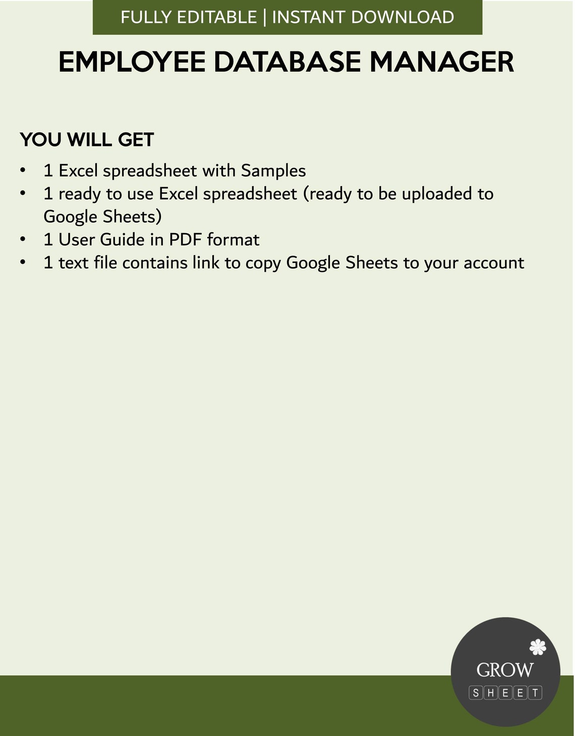 Employee Database Management System for Excel and Google Sheets Human ...