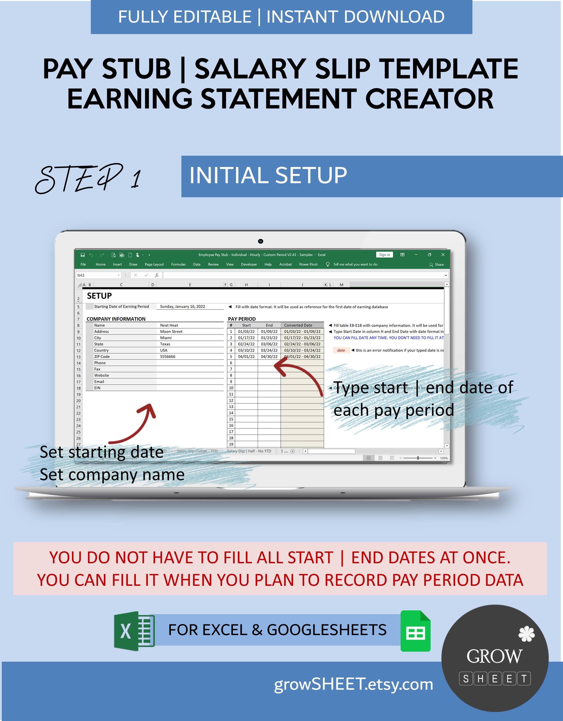 Salary Slip Generator | Earning Statement Template | Pay Slip Creator ...