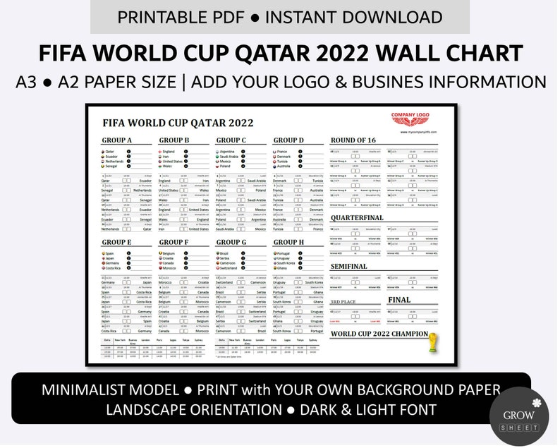 FIFA World Cup Qatar 2022 Wall Chart Minimalist Model - Etsy