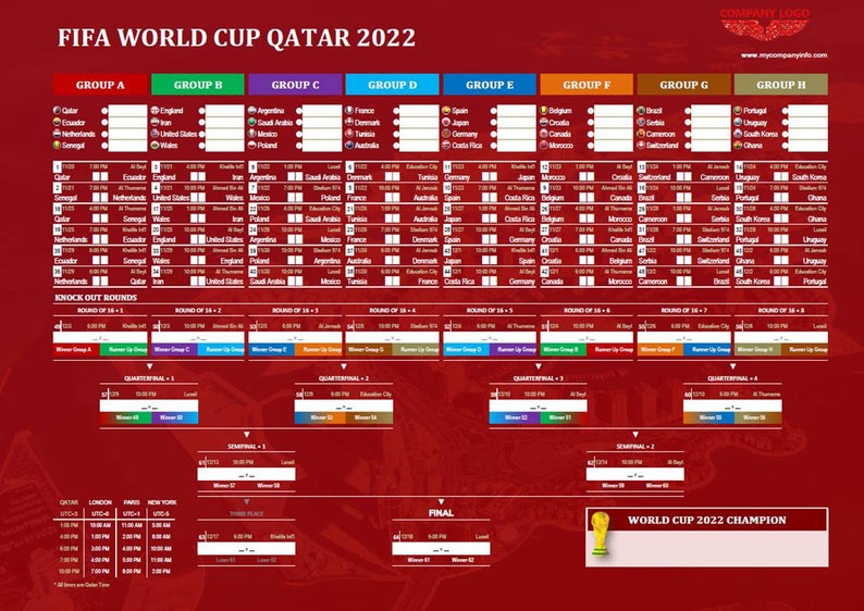 World Cup Qatar 2022 Wall Chart Printable World Cup Poster Etsy UK