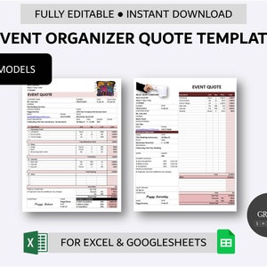 Printable Event Organizer Quote Template for Excel and Google Sheets | Wedding Organizer Quotation Form | Event Vendor Quotation Spreadsheet