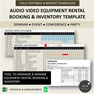 Audio Video Rental Business Inventory Management | Booking Template and Inventory Manager for HVAC-Laptop-Electronics-Decoration-Stagings