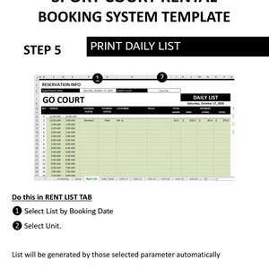 Sport Court Booking System Template | Half-Hourly Court Rental Reservation Manager | Excel | Googlesheet | 25 Courts image 10