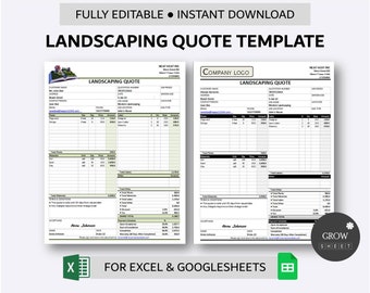 Printable Landscaping Quote Template for Excel and Google Sheets | Home Gardening Quotation Form | Project Price Quotation Spreadsheet