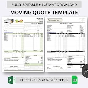 Printable Moving Quote Template for Excel and Google Sheets | Home Mover Quotation Form | Office and Home Moving Price Quotation Spreadsheet