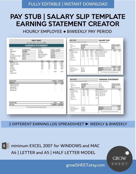 Salary Generator Creator for Hourly Employee - Etsy