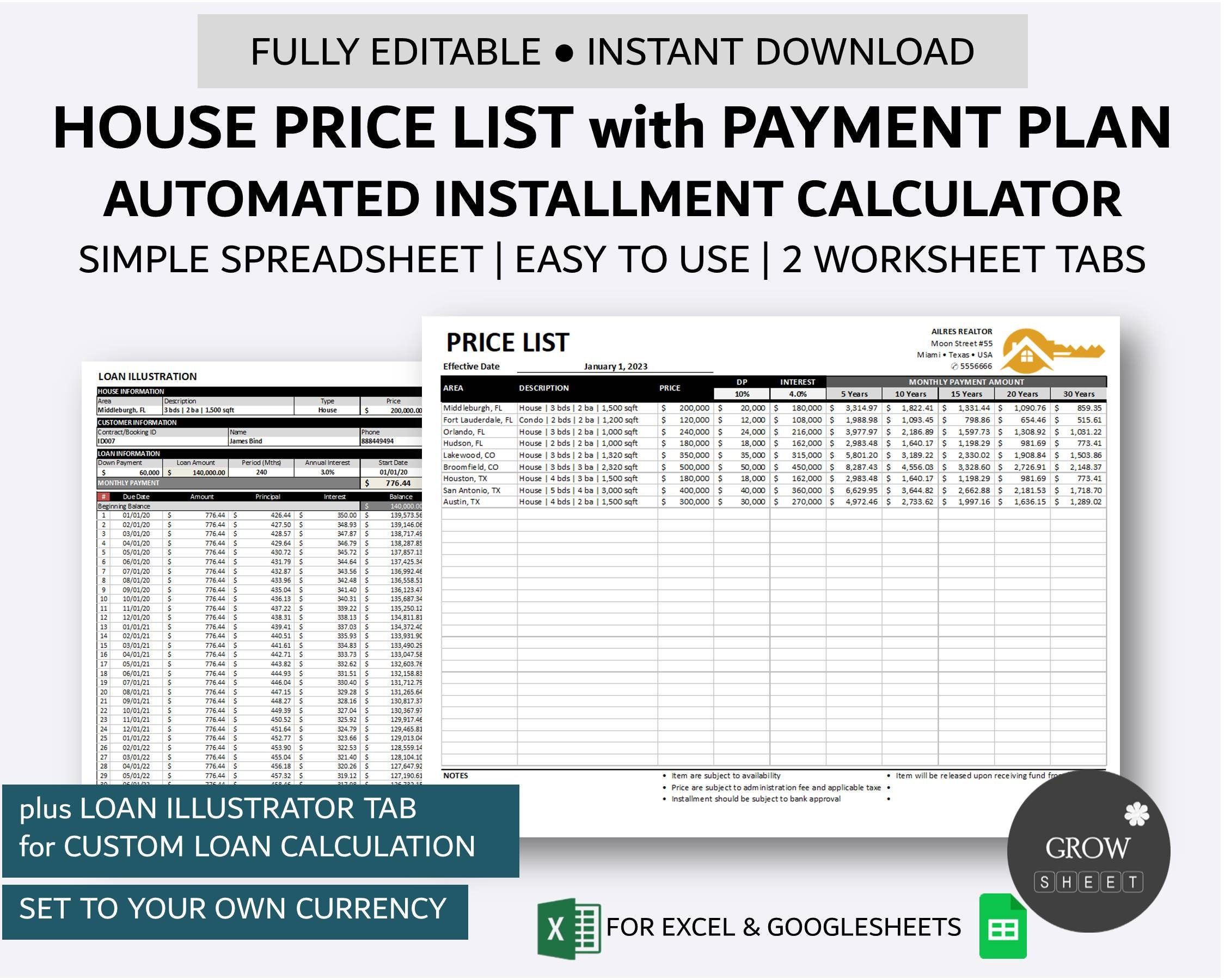 Real Estate Price List With Payment Plan Realtor Installment Price List