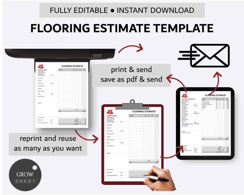 Flooring Estimate Template for Excel and Google Sheets Etsy