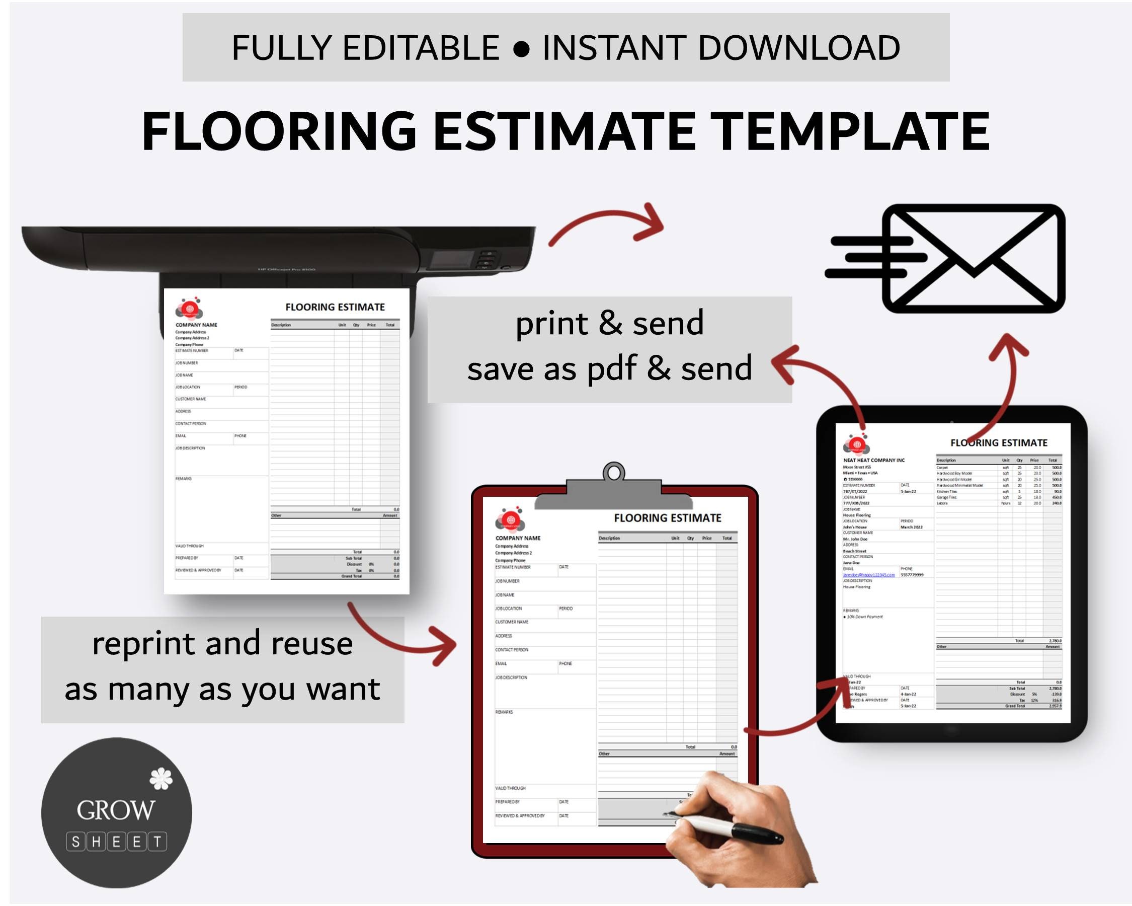 Flooring Estimate Template for Excel and Google Sheets Etsy Flooring Estimate Template for Excel and Google Sheets Etsy