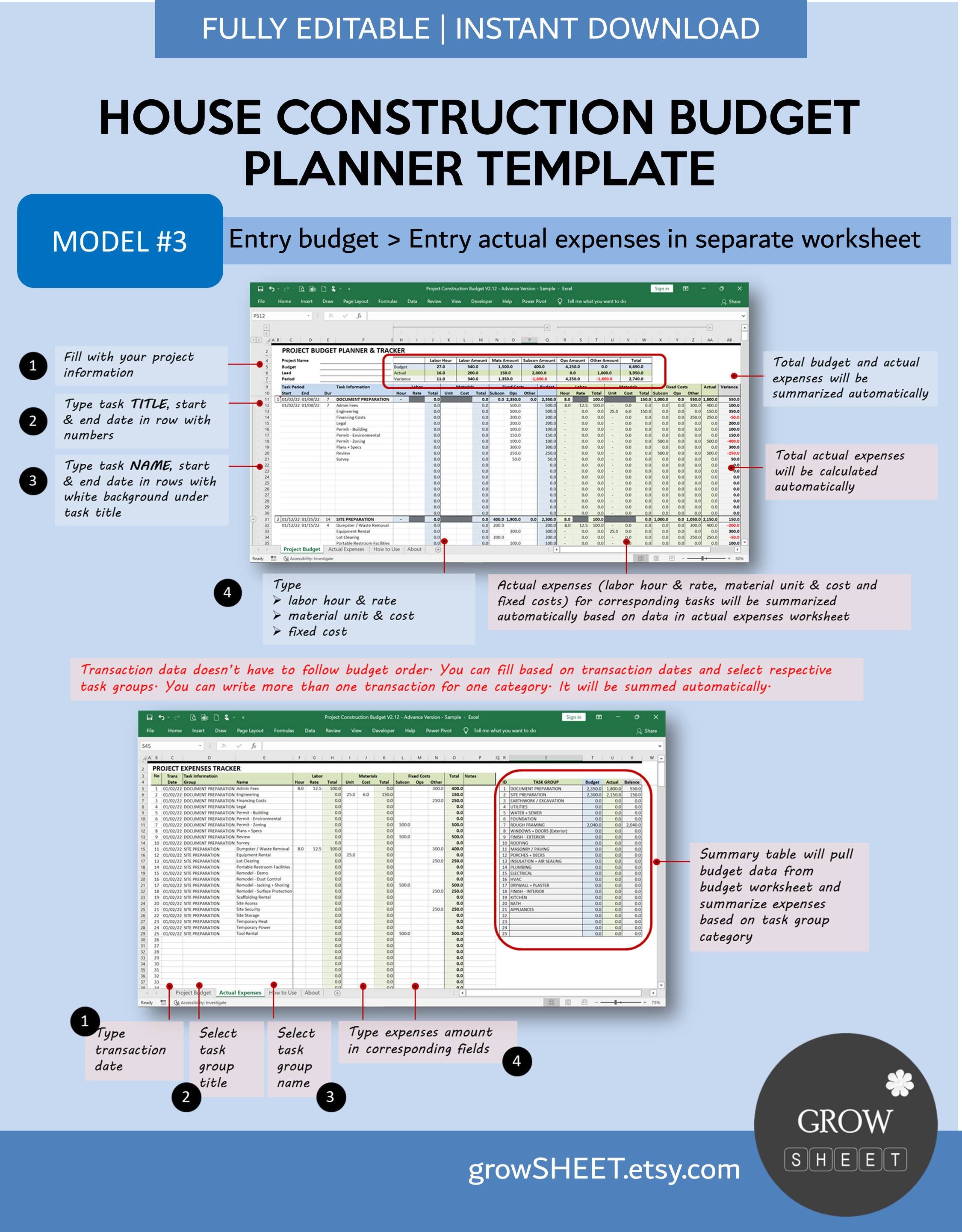 House Construction Budget Template | New House Remodeling Cost Estimate ...