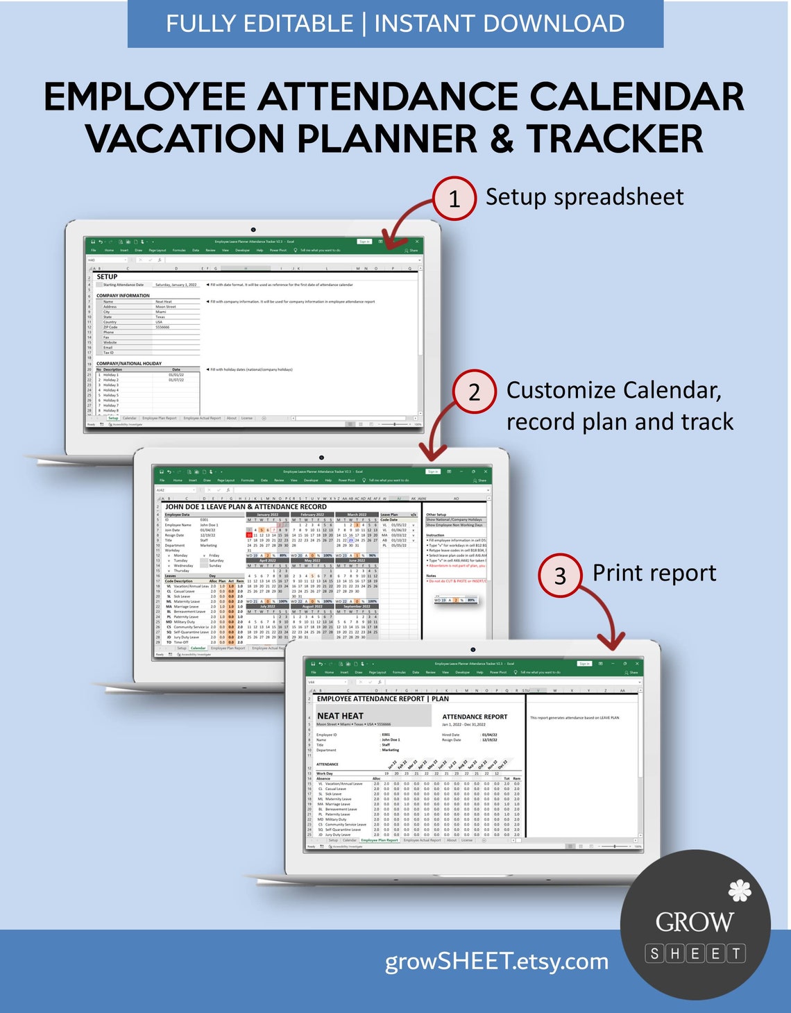 Employee Attendance Calendar 2024 2025 2026 and Beyond Vacation