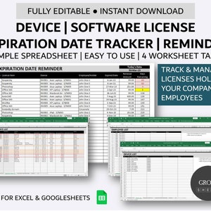 Employee Software License Expiry Date Tracker | Simple Inventory Database with Expiration Date Reminder | Excel | Google Sheets