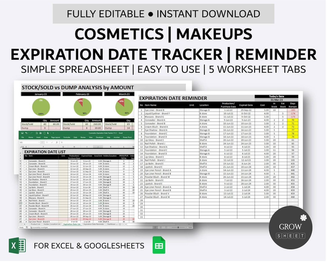 Cosmetics Expiry Date Tracker Simple Makeups Inventory Database With Expiration Date Reminder