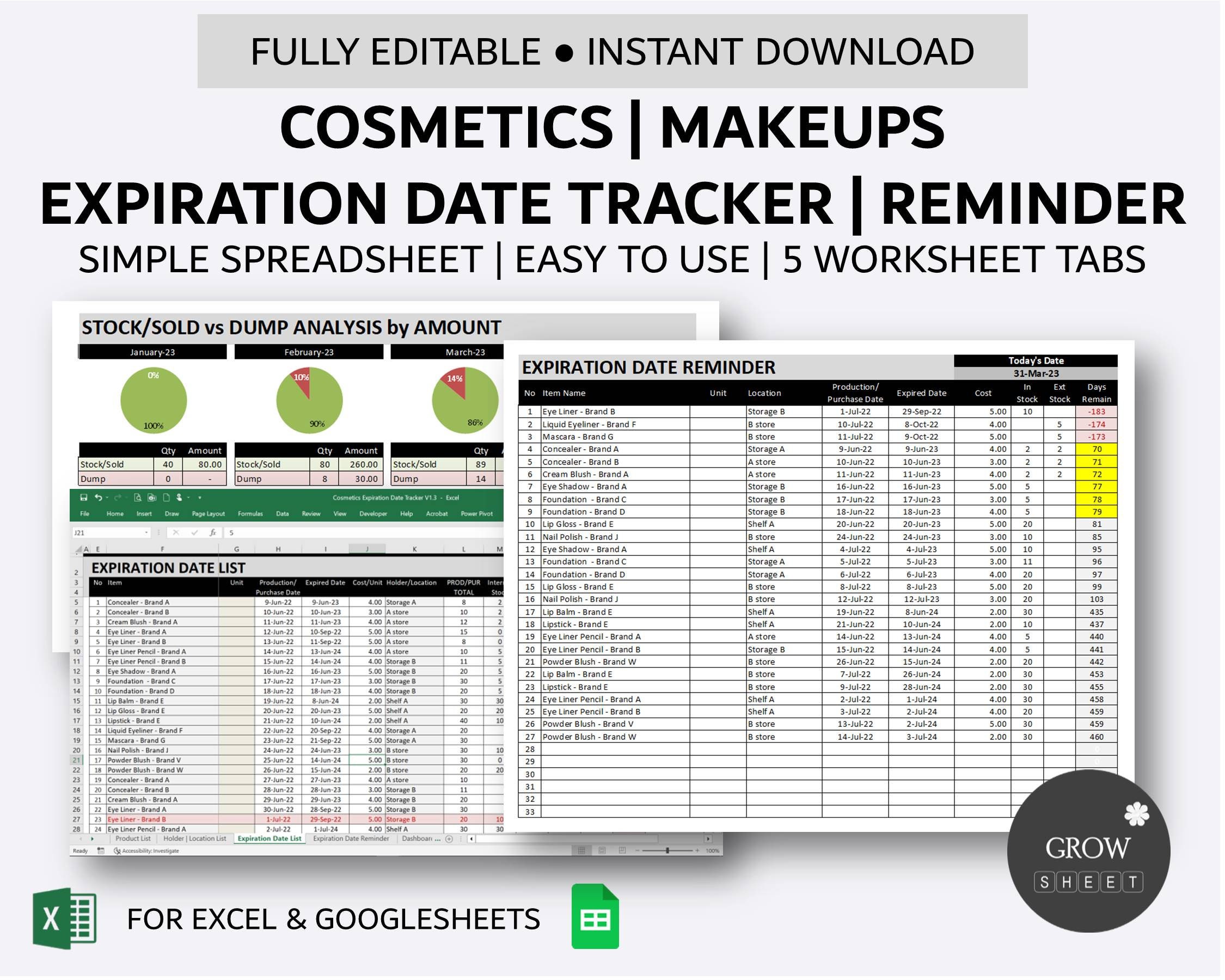 Cosmetics Expiry Date Tracker Simple Makeups Inventory Database With