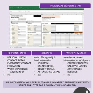 Employee Database Management System for Excel and Google Sheets | Human ...