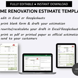 Printable Home Renovation Template for Excel and Google Sheets ...