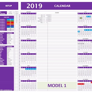 Any Year Event Calendar - Excel Template | Automated Color Markers for ...