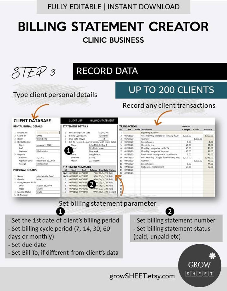Billing Statement Creator for Clinic Services | Excel Automated Billing ...