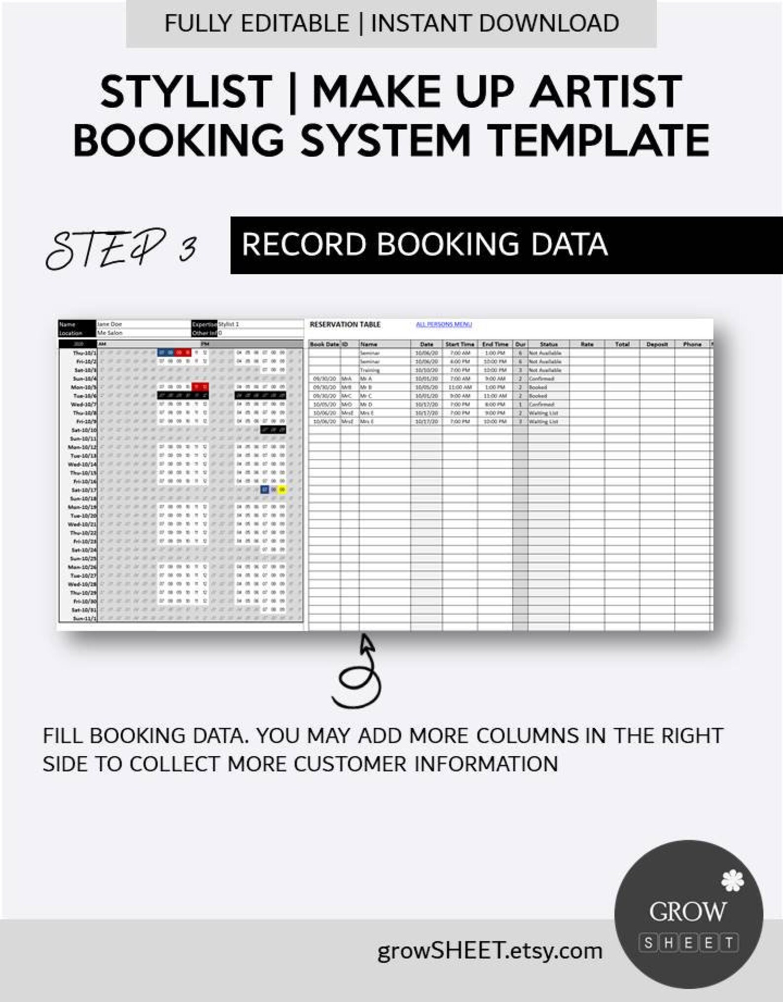 Stylist Booking System Template | Make up Artist Hourly Reservation ...
