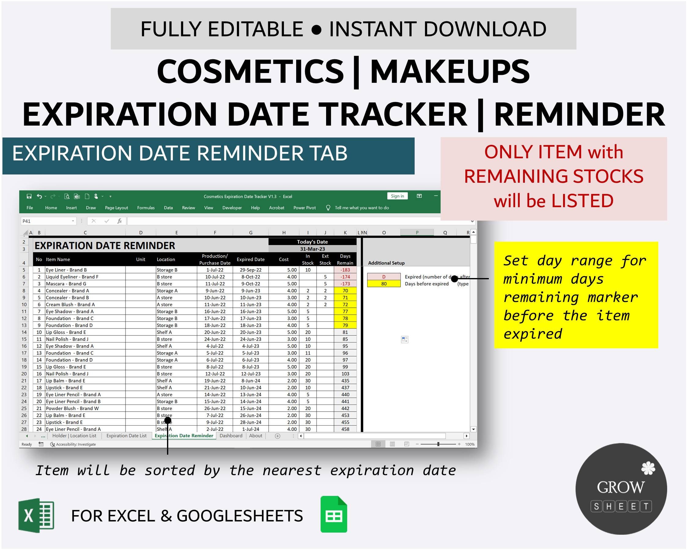 Cosmetics Expiry Date Tracker Simple Makeups Inventory Database With