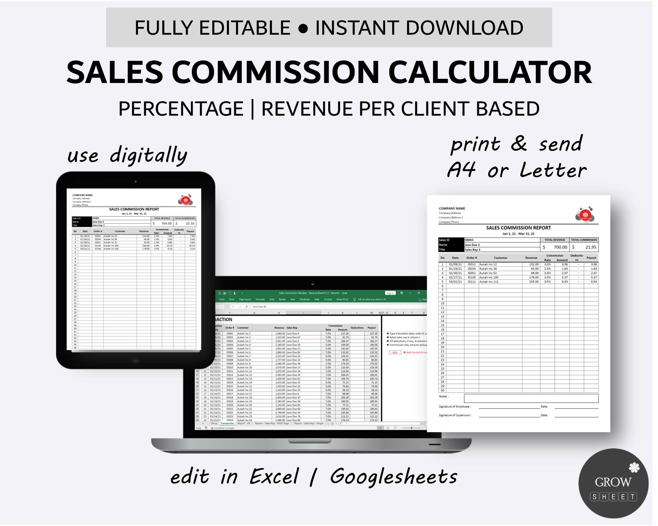 Sales Commission Calculator Automated Tiered Commission Etsy