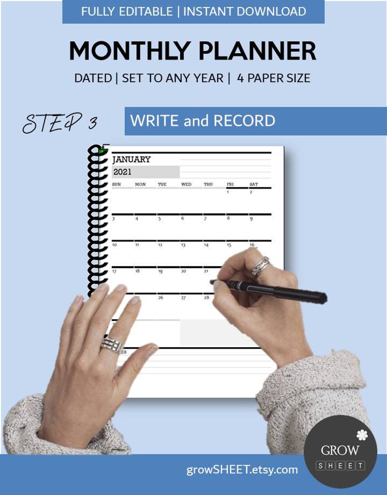 Monthly Planner 2021 2022 2023 Monthly Planner Template Etsy