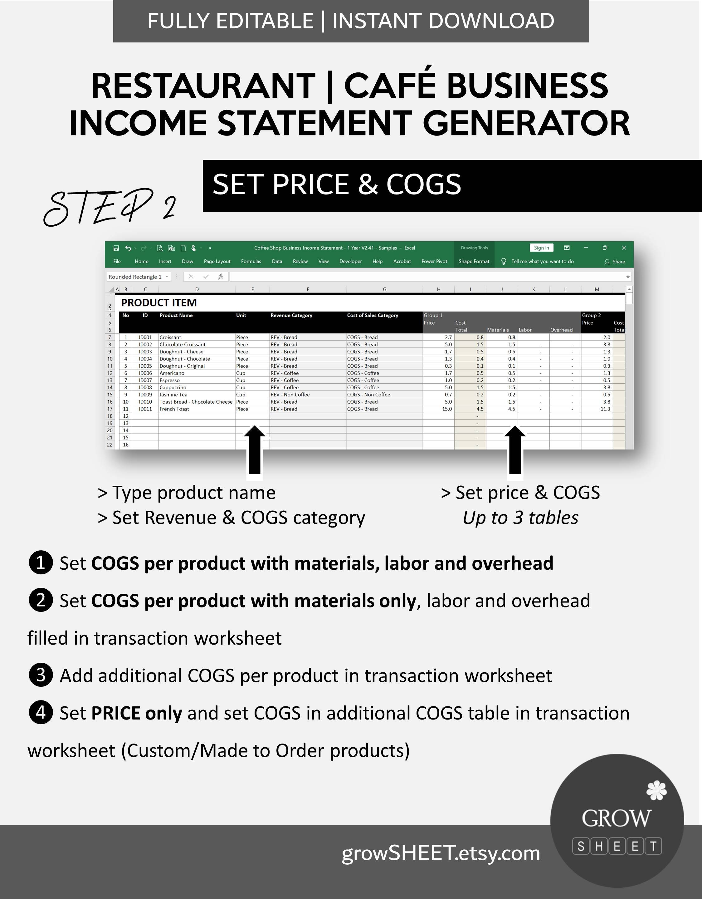 restaurant-business-income-statement-generator-automated-etsy