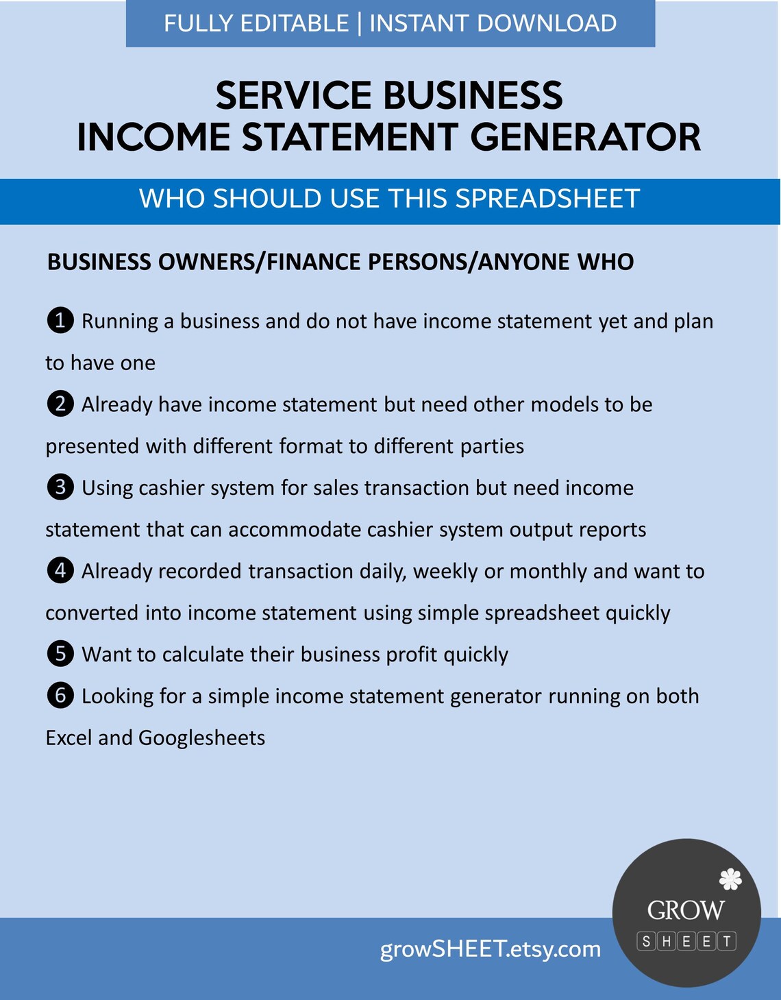 Service Business Income Statement Generator Automated Profit & Loss ...