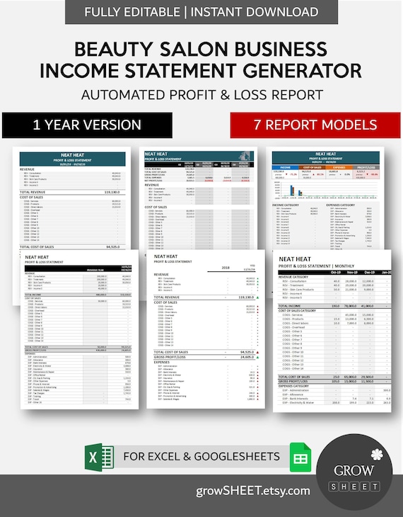 Beauty Salon Business Statement Generator Automated Etsy