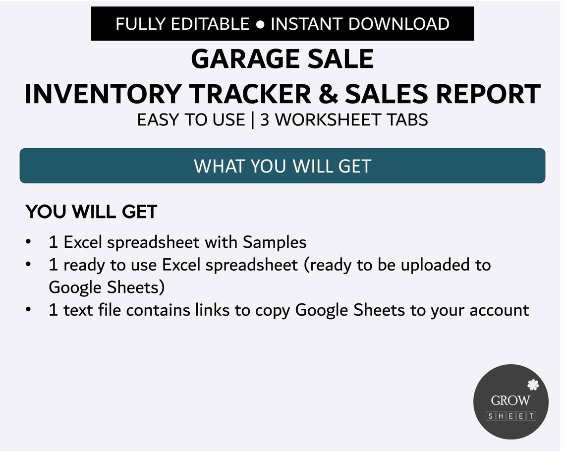 Garage Sale Inventory and Sales Tracker Garage Sale Listing Management