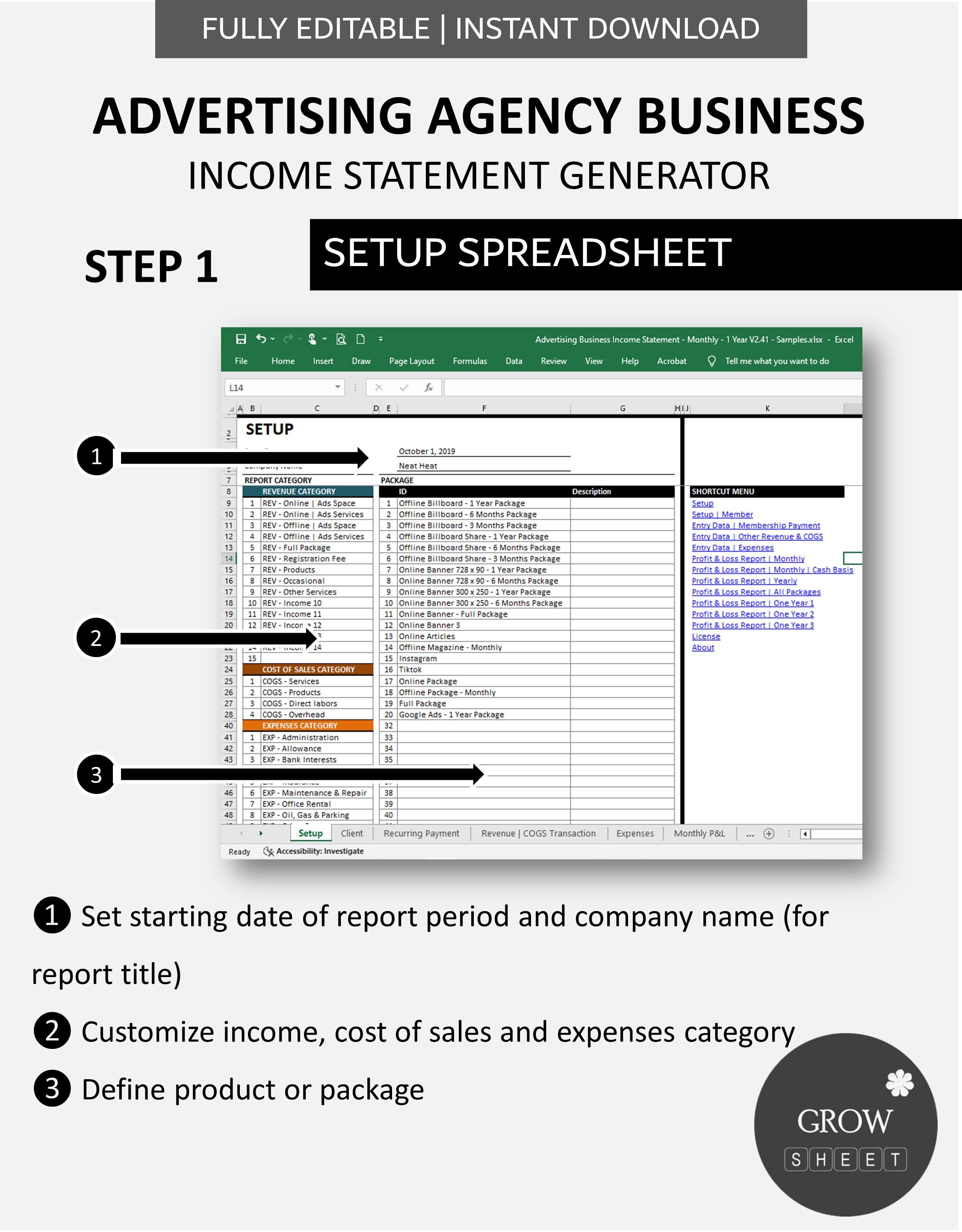 Advertising Agency Business Income Statement Generator | Monthly ...