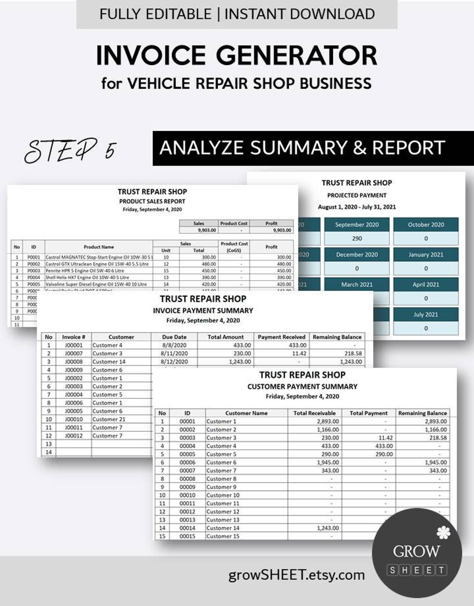 Invoice Generator for Repair Shop Business | Excel Invoice Template for ...