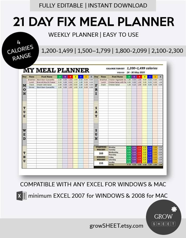 21-day-fix-meal-planner-excel-template-weekly-diet-planner-with-recipe-list-for-any-different-calories-range-etsy