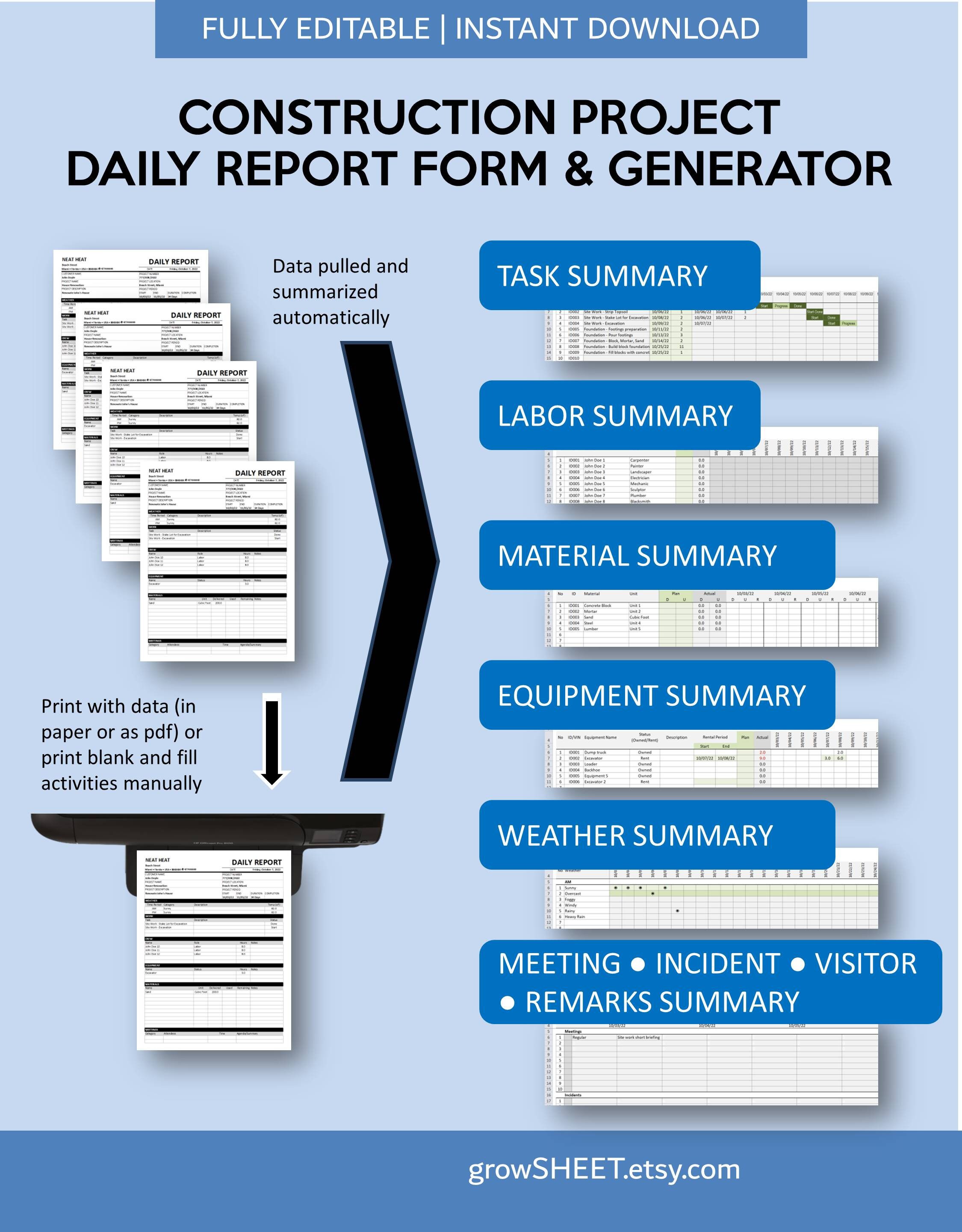 Project Daily Report Form Construction Project Daily Report Generator With Database | Home ...