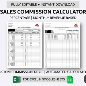 Umsatzprovisionsrechner | Kalkulationstabelle für monatliche Einnahmen | Automatisierter Provisionsrechner | Excel und Googlesheets