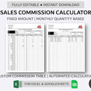 Sales Commission Calculator | Monthly Quantity Based | Fixed Amount Rate | Automated Tiered Commission Calculator |  Excel | Googlesheets